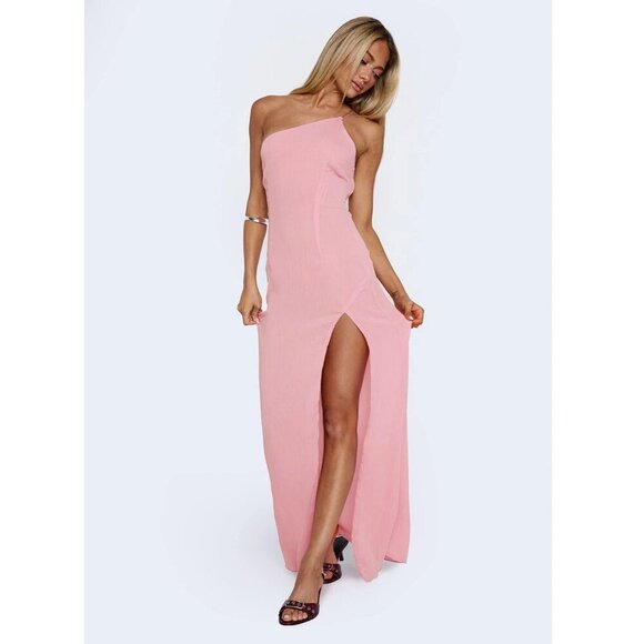 Princess Polly Dresses & Skirts - Princess Polly Kiss Of Life Maxi Dress Pink One Shoulder Size 4 NWT